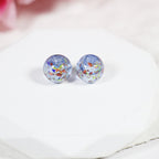 Lampwork Glass Beads Round 10/12mm Floral Silver Foil Filled 10pcs 6