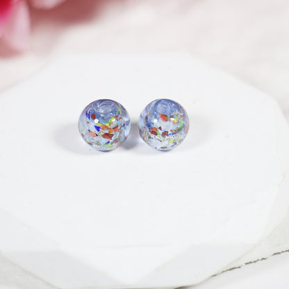 Lampwork Glass Beads Round 10/12mm Floral Silver Foil Filled 10pcs 6