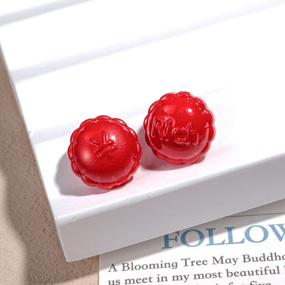 Word Rich Round Acrylic Beads 15mm Glossy Scalloped Edge 50pcs 4