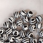 Zebra Stripe Bubblegum Beads 20mm Glossy Black and White Acrylic 10pcs