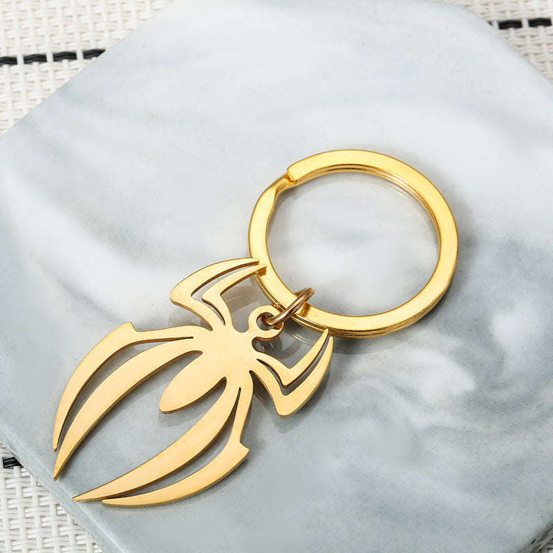 Stainless Steel Halloween Spider Keychain Metallic Finish 4