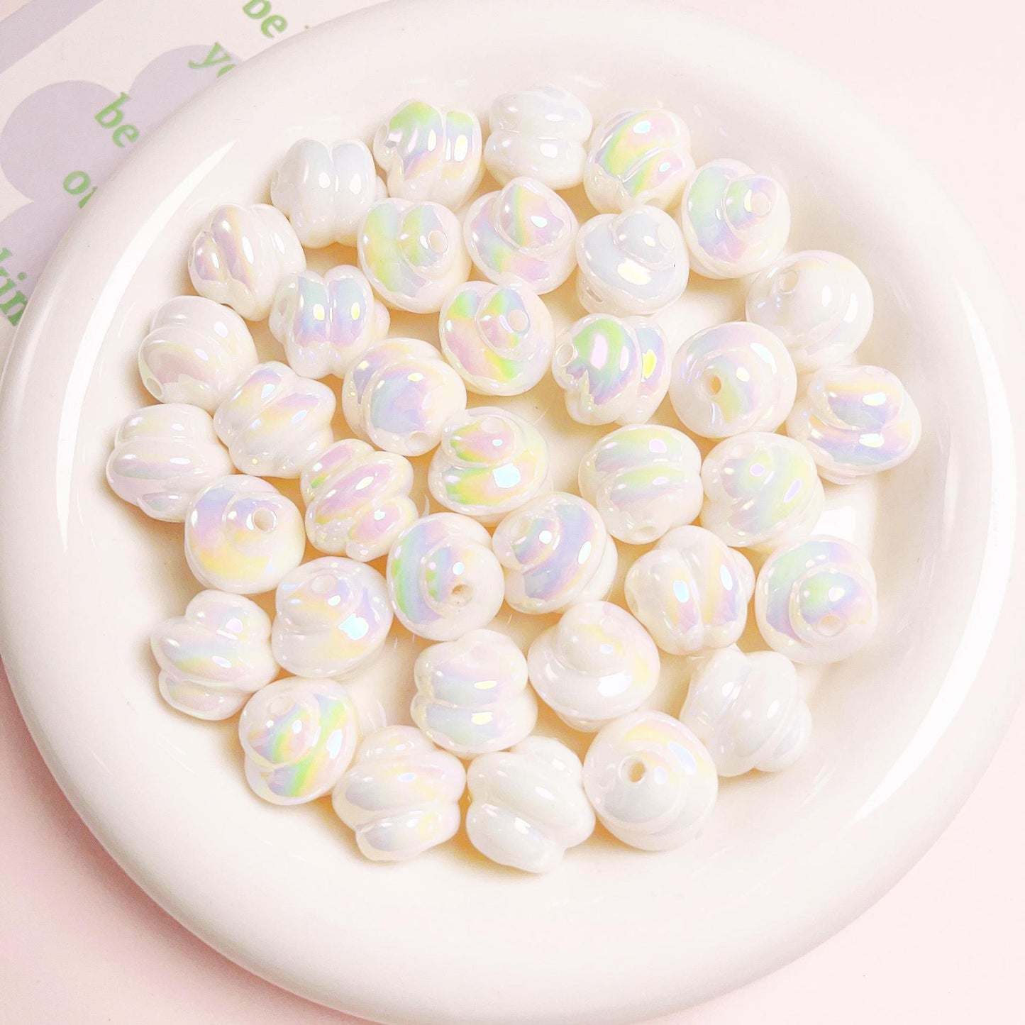 Glow Twisted Acrylic Beads 16mm Pastel Plating 20pcs 7