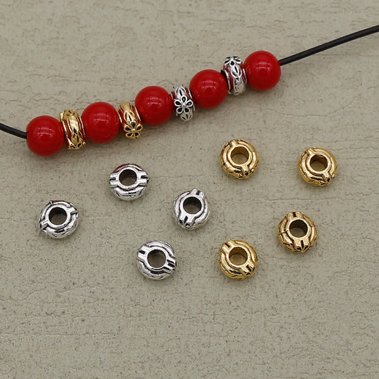 Alloy Flower Spacer Beads 6mm Tibetan Style 100pcs