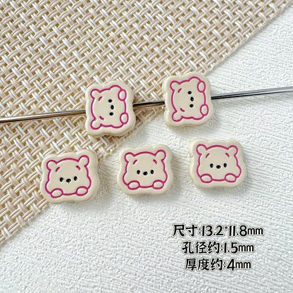 Bear Metal Beads 13mm Glossy Painted Alloy 10pcs 9