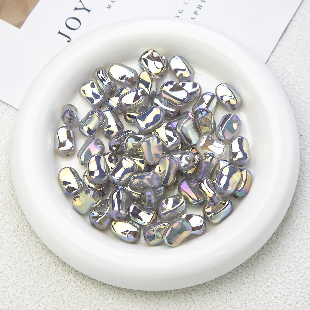 Glossy Plating Irregular Shaped Acrylic Beads 16mm Pastel Colors 20pcs 8