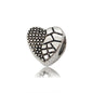 Heart Metal Beads Large Hole Metallic Silver Tone 30pcs 11
