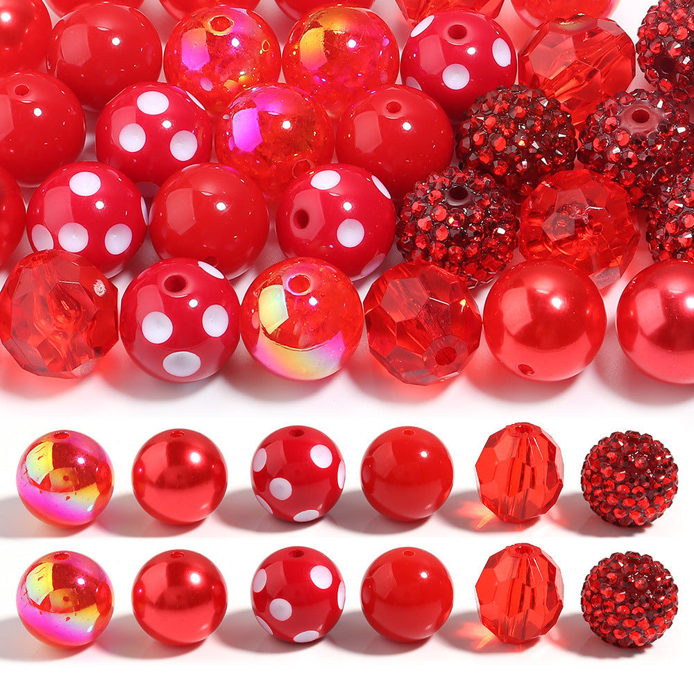 Multi-Color Bubblegum Beads 20mm Vibrant Solids Stripes Polka Dot Rhinestone 120pcs 12