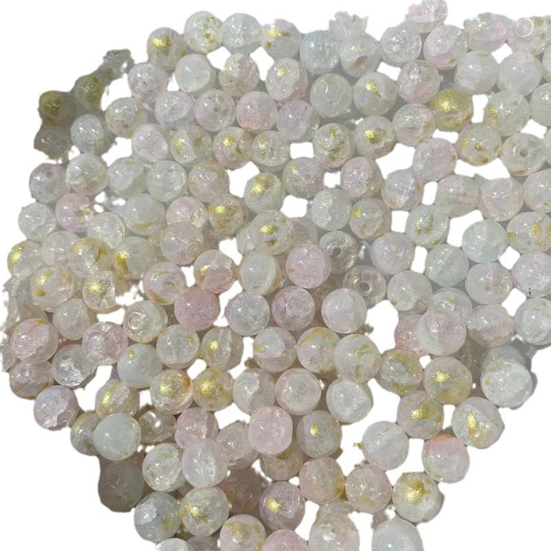 Crackle Round Glass Beads 10mm Pink Grey Gold Shimmer 50pcs 3