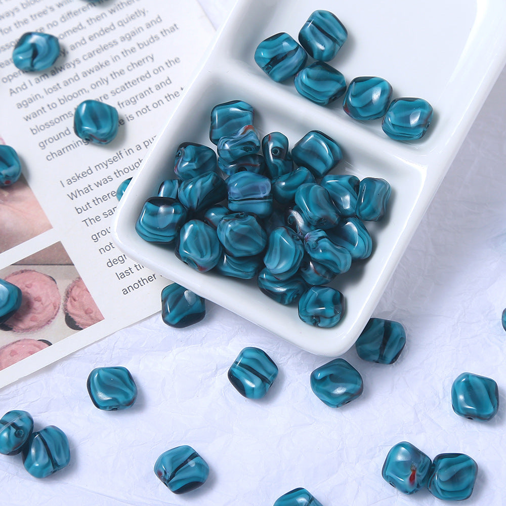 Heart Millefiori Glass Beads 11mm Marble Pattern Glossy 10pcs 9