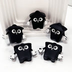 Silicone 3D Focal Beads Black Trash Can Glossy Finish Playful Eyes