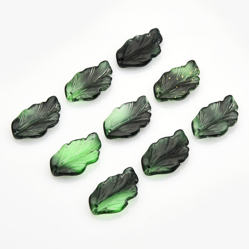 Czech Glass Beads Feather Leaf 17x28mm Gradual Color Change 20pcs 21