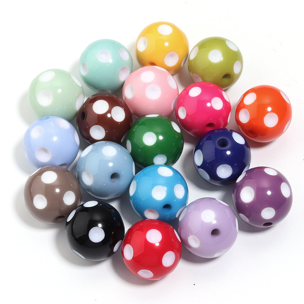 Polka Dot Bubblegum Beads 20mm Colorful Concave Resin Round 10pcs 12