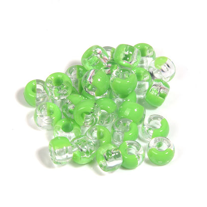Clear Two-color Pony Beads 9mm Translucent Mixed Colors 200pcs 10