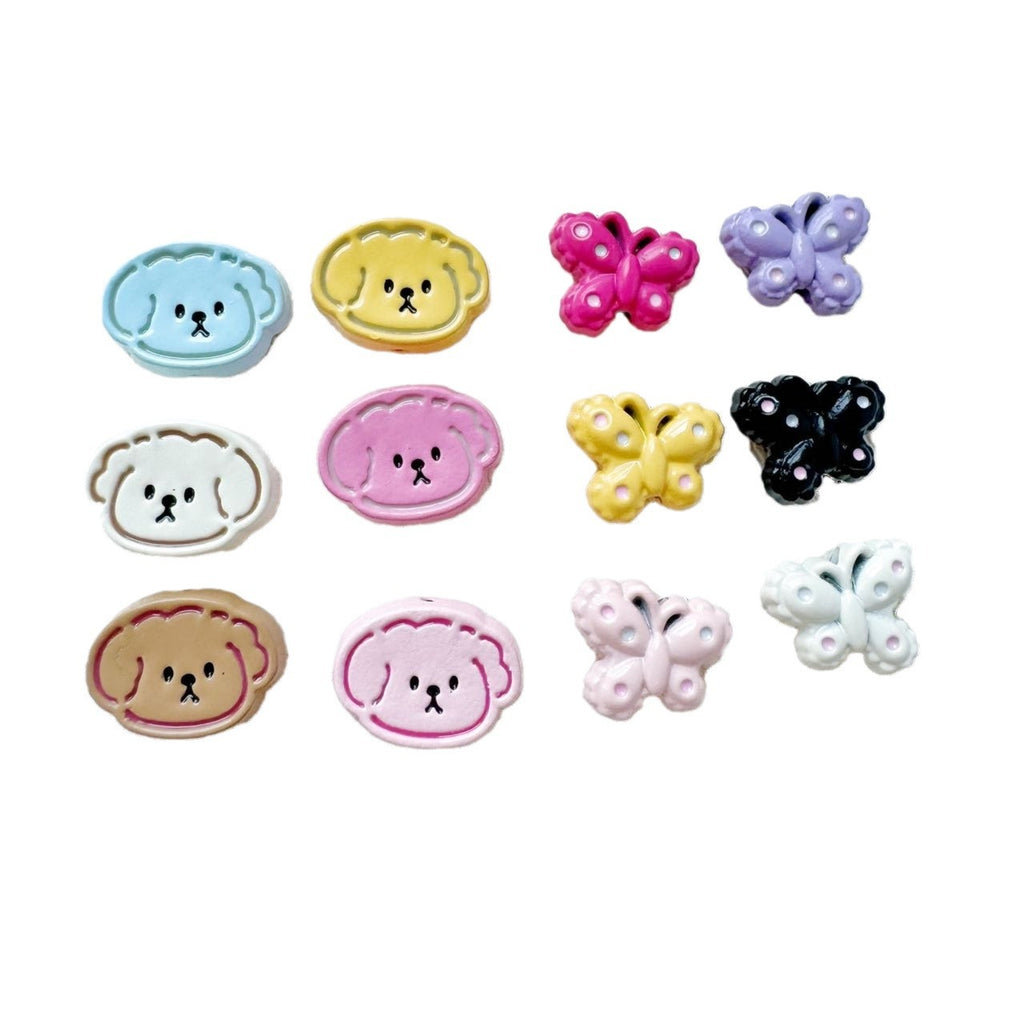 Puppy Butterfly Metal Beads 14mm 12mm Glossy Baked Finish 10pcs 5