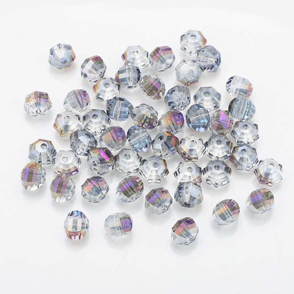 Faceted Glass Beads 8mm Watermelon Electroplated Iridescent 30pcs 10