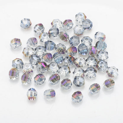 Faceted Glass Beads 8mm Watermelon Electroplated Iridescent 30pcs 10
