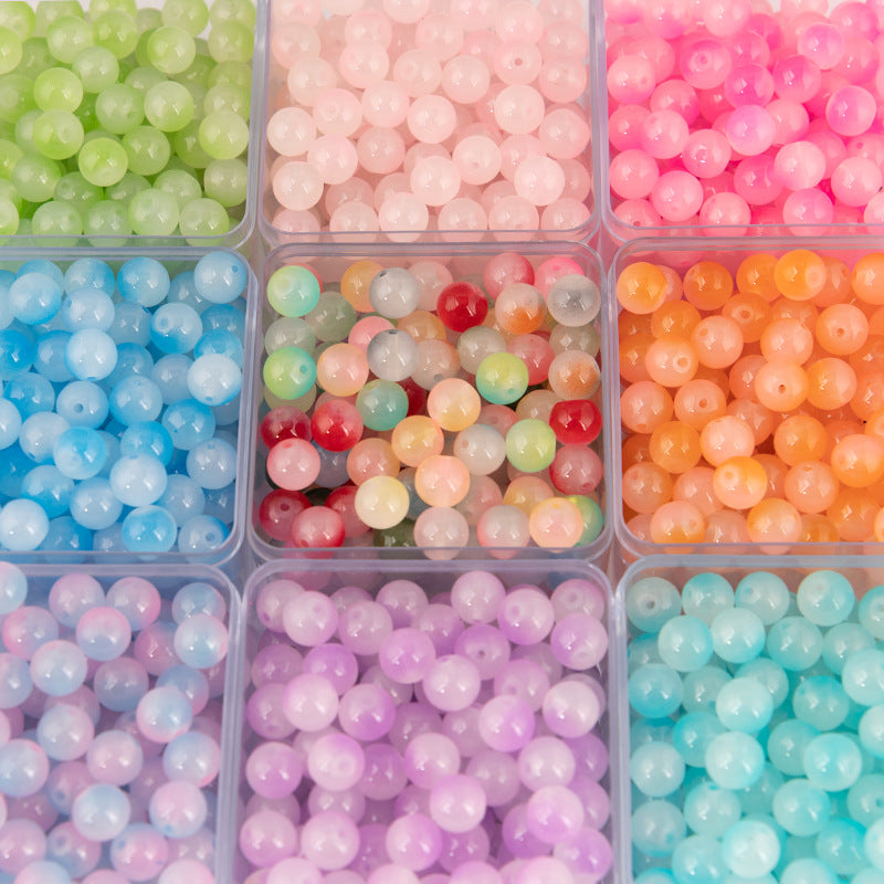 Crackle Round Glass Beads 10mm Dual Color Gradient Mix 50pcs 2