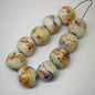 Lampwork Glass Beads Round 20mm Ancient Jade Color Phoenix Tail 5pcs 6