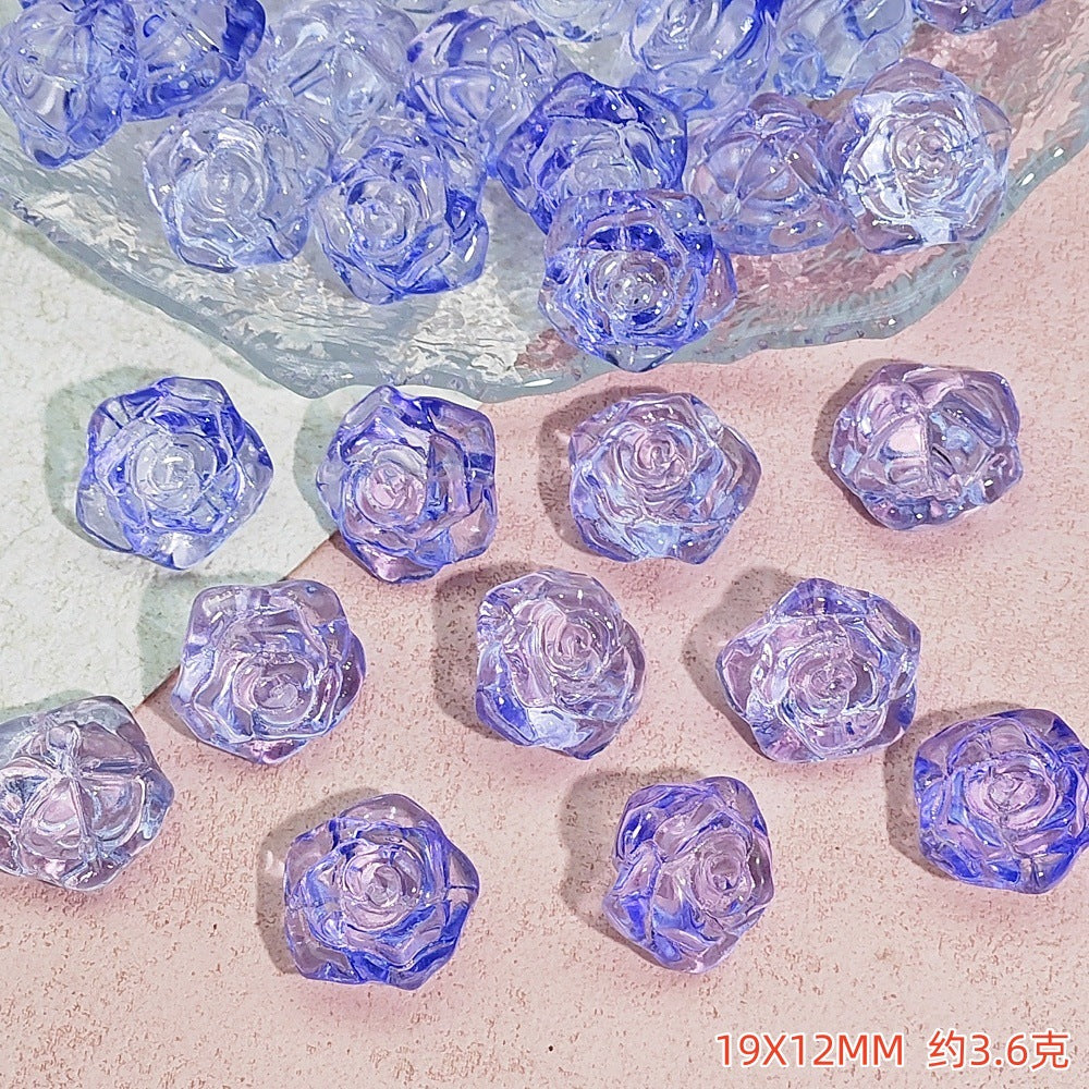 Camellia Glass Beads 19mm Clear Translucent Mixed Colors 50pcs 16