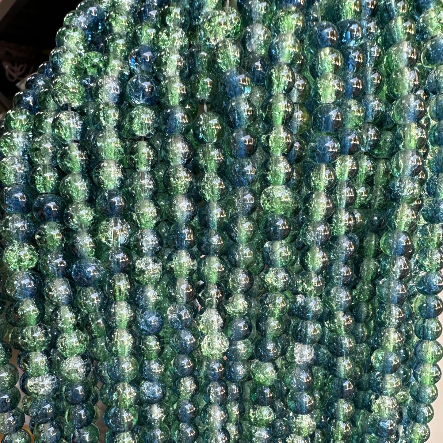 Crackle Glass Beads Round 8mm Dual Color Explosion 10 Strands 16