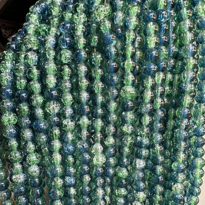 Crackle Glass Beads Round 8mm Dual Color Explosion 10 Strands 16