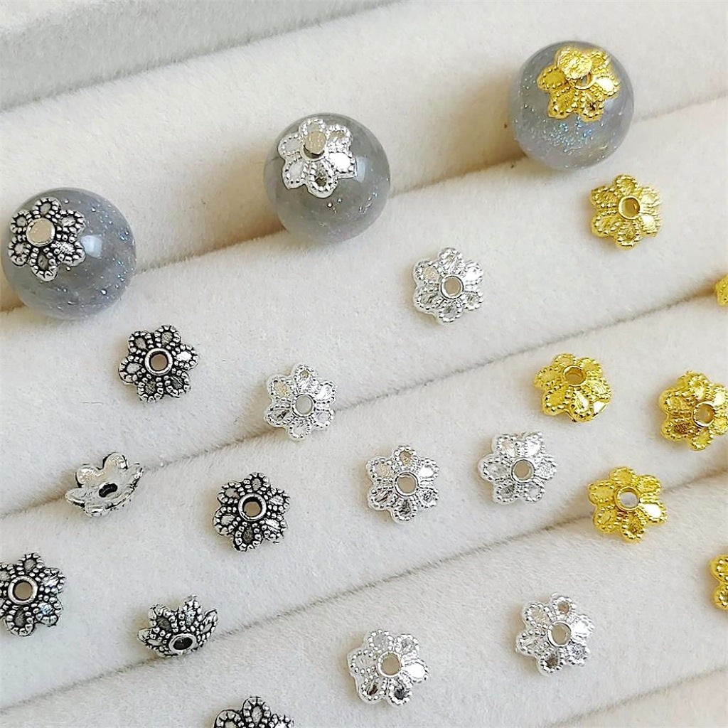 Alloy Flower Bead Caps 5.5 8mm Vintage Six Petal Tibetan 100pcs