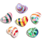 UV Plating Heart Acrylic Beads 19mm Rainbow Striped 50pcs 5
