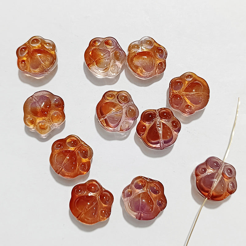 Vintage Cat Claw Glass Beads 15mm Glossy Translucent Colors 50pcs 13