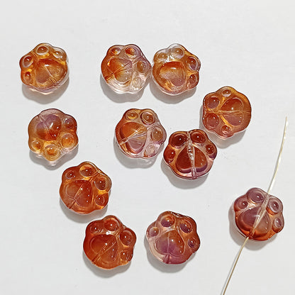 Vintage Cat Claw Glass Beads 15mm Glossy Translucent Colors 50pcs 13