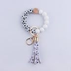Football Tassel Silicone Bead Wristlet Keychain Sports Theme 6