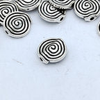 Irregular Spiral Pattern Metal Beads 10mm Antique Silver Tone 200pcs