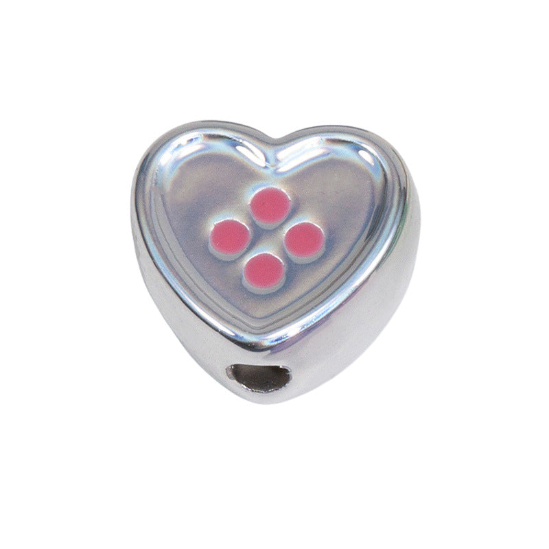 Plating Star and Heart Button Acrylic Beads 11mm Assorted Colors 50pcs 15