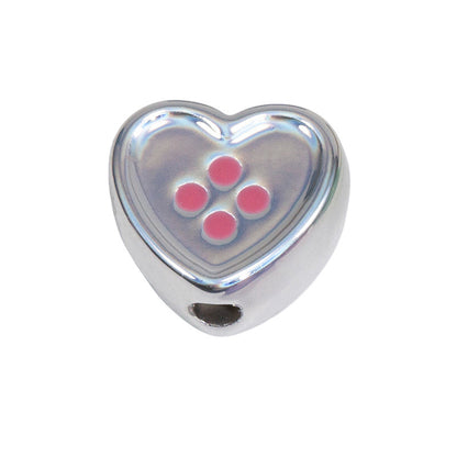 Plating Star and Heart Button Acrylic Beads 11mm Assorted Colors 50pcs 15