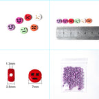 Cartoon Emoticon Flat Round Acrylic Beads 7x3.5mm Colorful 100pcs 3
