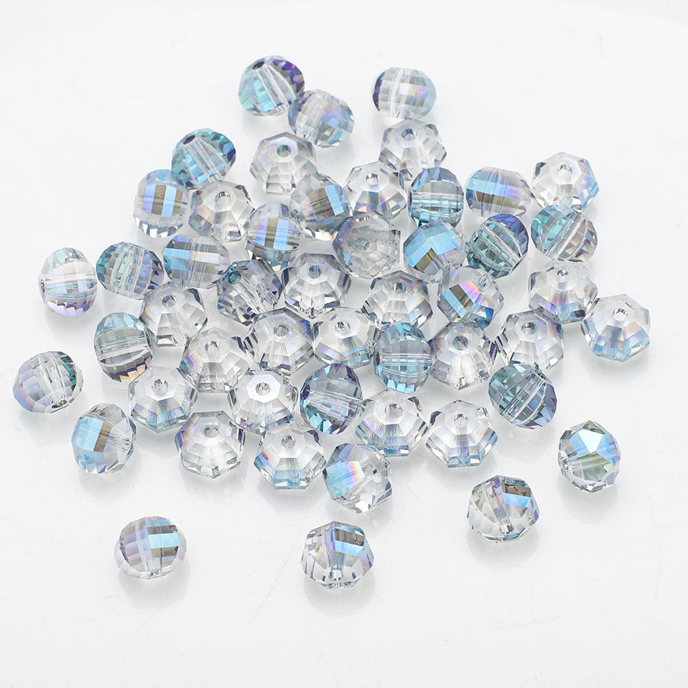 Faceted Glass Beads 8mm Watermelon Electroplated Iridescent 30pcs 9