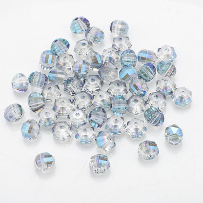 Faceted Glass Beads 8mm Watermelon Electroplated Iridescent 30pcs 9
