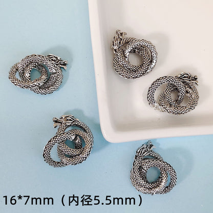 Coiled Dragon Metal Beads 16mm 3D Detailed Mythical Design 10pcs 3