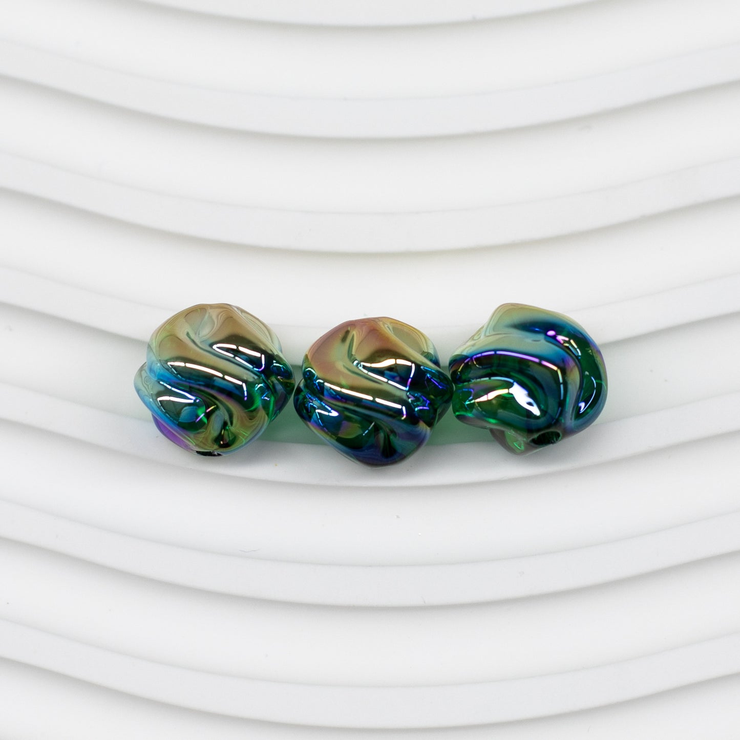 Transparent Twist Acrylic Beads 15mm 16mm Plated Assorted 20pcs 20