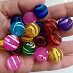 Spray Painted Round Acrylic Beads 16mm Swirl Line Matte 100pcs