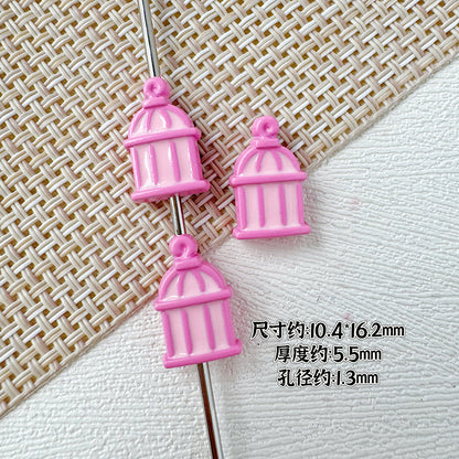 Christmas Tree and Birdcage Metal Beads 13-16mm Baking Painted 10pcs 21