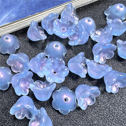 Wind Chime Flower Glass Beads 12mm Transparent Pink 50pcs 24