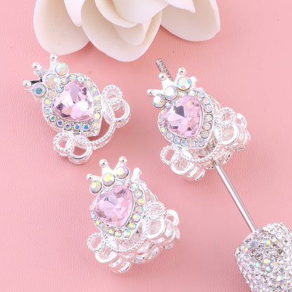 Heart Pumpkin Carriage Rhinestone Beads 28mm Alloy Pave Multi Color 5pcs 7