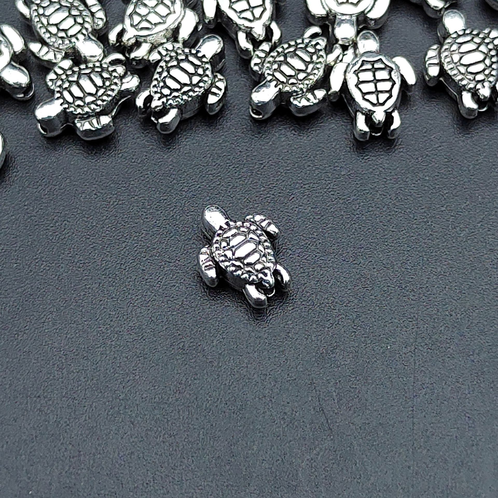 Turtle Metal Beads 9mm Antique Silver Tone Zinc Alloy 300pcs