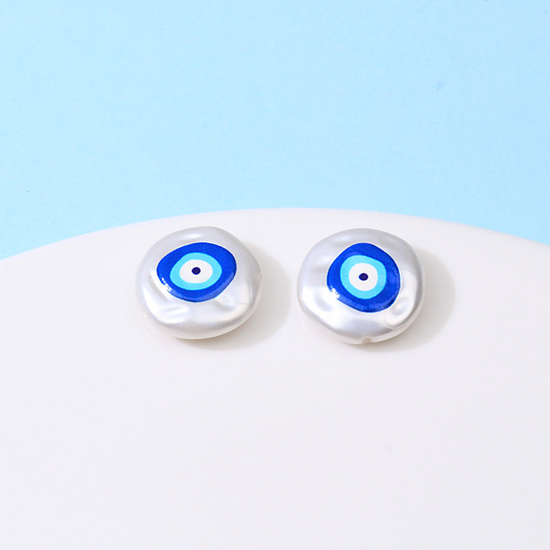 Hand Painted Cartoon Pattern Pearlized Acrylic Beads ABS Plastic 10pcs 26