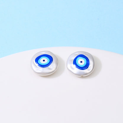 Hand Painted Cartoon Pattern Pearlized Acrylic Beads ABS Plastic 10pcs 26