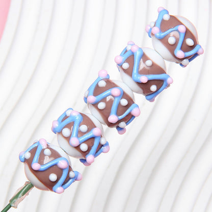 Hand Painted Floral Acrylic Beads 16mm Arrow Design 1pc 8
