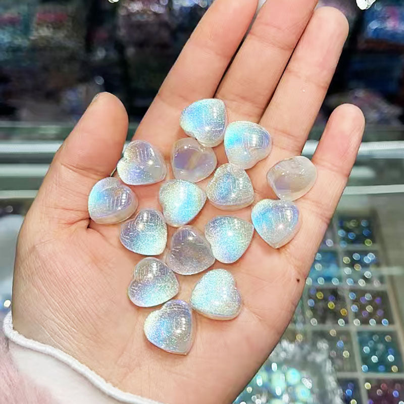 Glitter Heart Clover Resin Beads 18mm Lavender Iridescent 20pcs 8