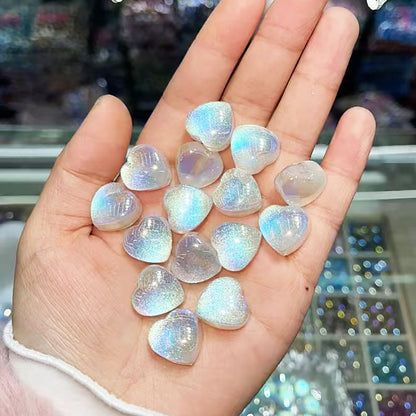 Glitter Heart Clover Resin Beads 18mm Lavender Iridescent 20pcs 8