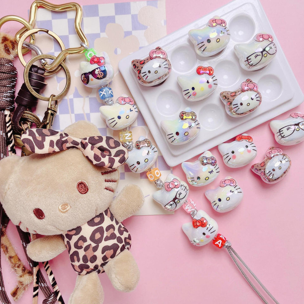 UV Plating Hello Kitty Acrylic Beads 20x22.5x17mm Glossy 5pcs