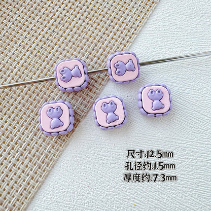 Star Shaped Metal Beads Adorable Painted Animals Glossy Alloy 10pcs 19